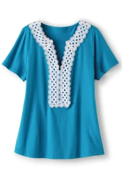 Discount Kaitlyn Embellished Knit Tee Tops