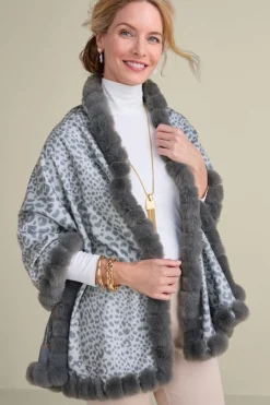 Hot Katya Faux Fur Trim Wrap Scarf Scarves & Wraps