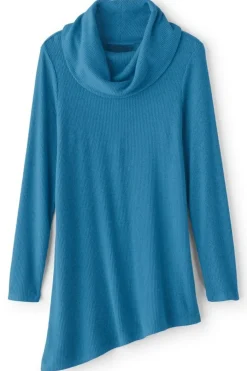 New Kayla Rib Knit Cowl Neck Tunic Tops