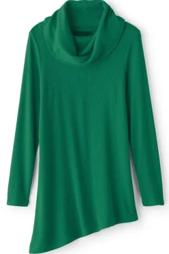 New Kayla Rib Knit Cowl Neck Tunic Tops