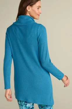 New Kayla Rib Knit Cowl Neck Tunic Tops