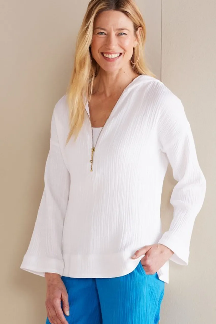 Online Kemia Gauze Hoodie Tops