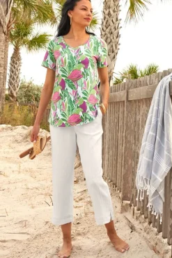 Best Khulani Straight Leg Gauze Crop Pants Pants