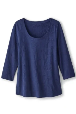 New Linnea Embroidered 3/4 Sleeve Tee Tops