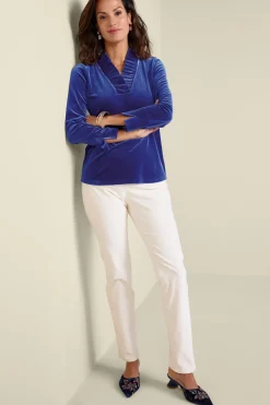 Discount Marlee Ruffle Velvet Top Tops