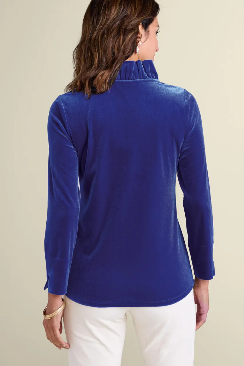 Discount Marlee Ruffle Velvet Top Tops