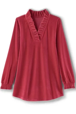 Discount Marlee Ruffle Velvet Top Tops