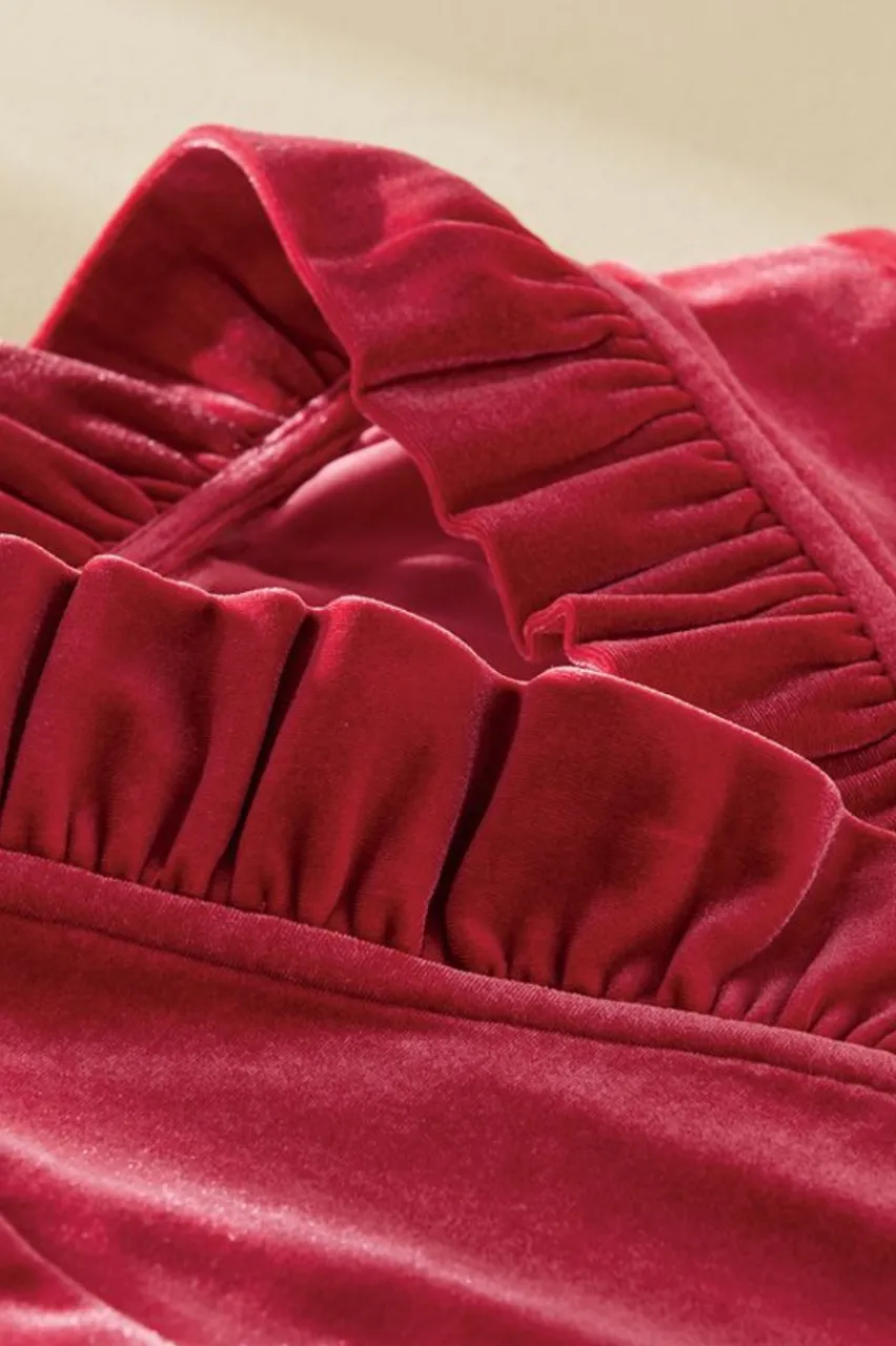 Discount Marlee Ruffle Velvet Top Tops