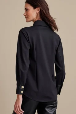 Outlet Mattea Faux Leather Cuff Tunic Tops