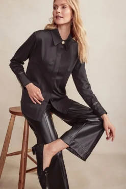 Outlet Mattea Faux Leather Cuff Tunic Tops