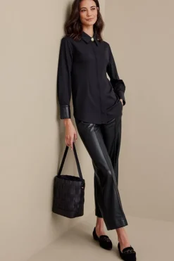 Outlet Mattea Faux Leather Cuff Tunic Tops