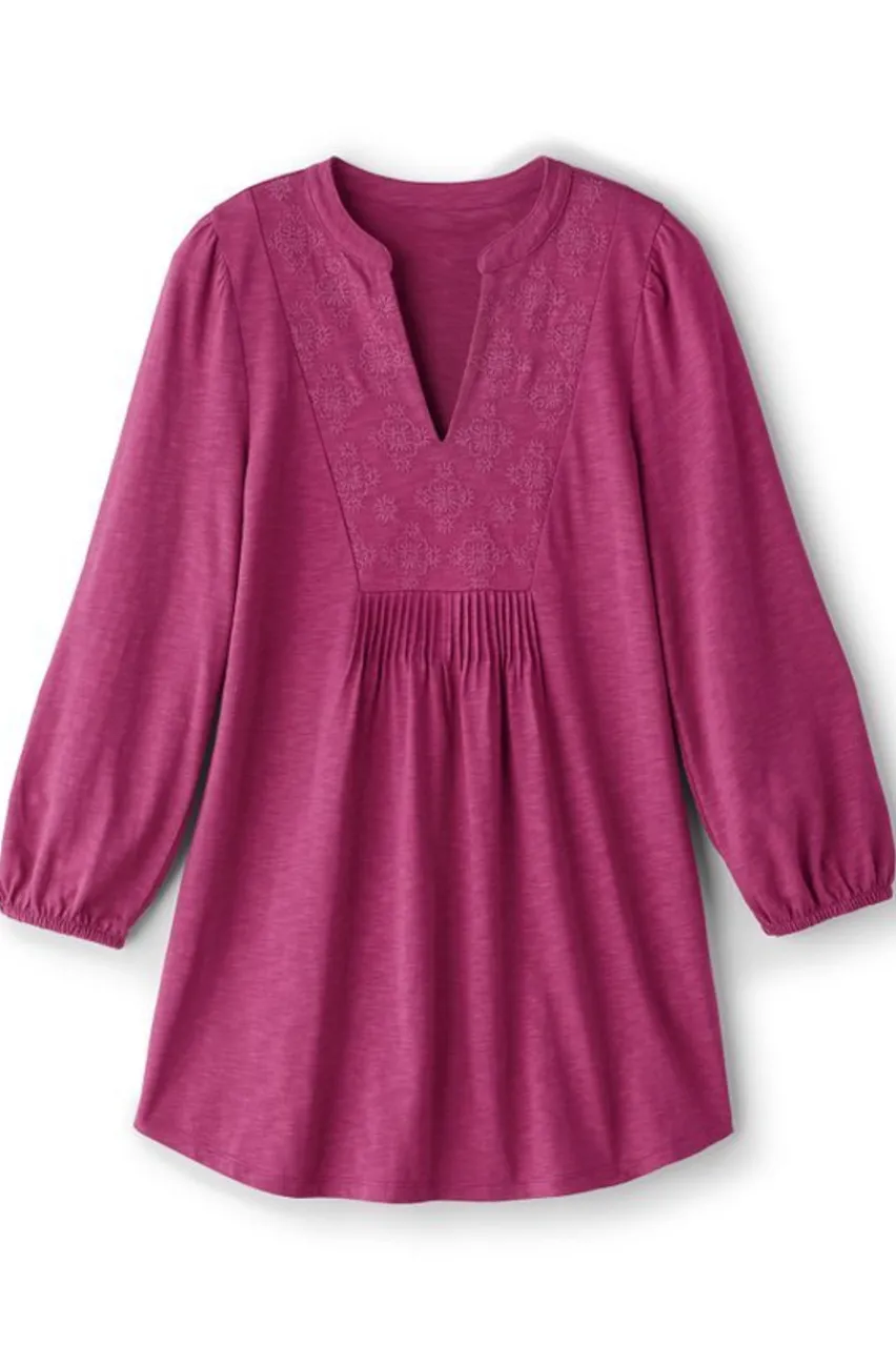 Sale Mikaela Embroidered 3/4 Sleeve Tunic Tops|Tunics & Leggings