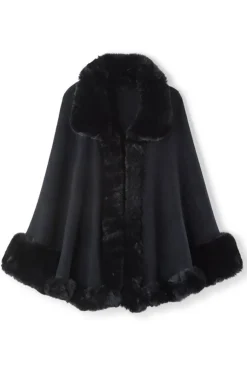 Mila Faux Fur Trim Cape Scarves & Wraps