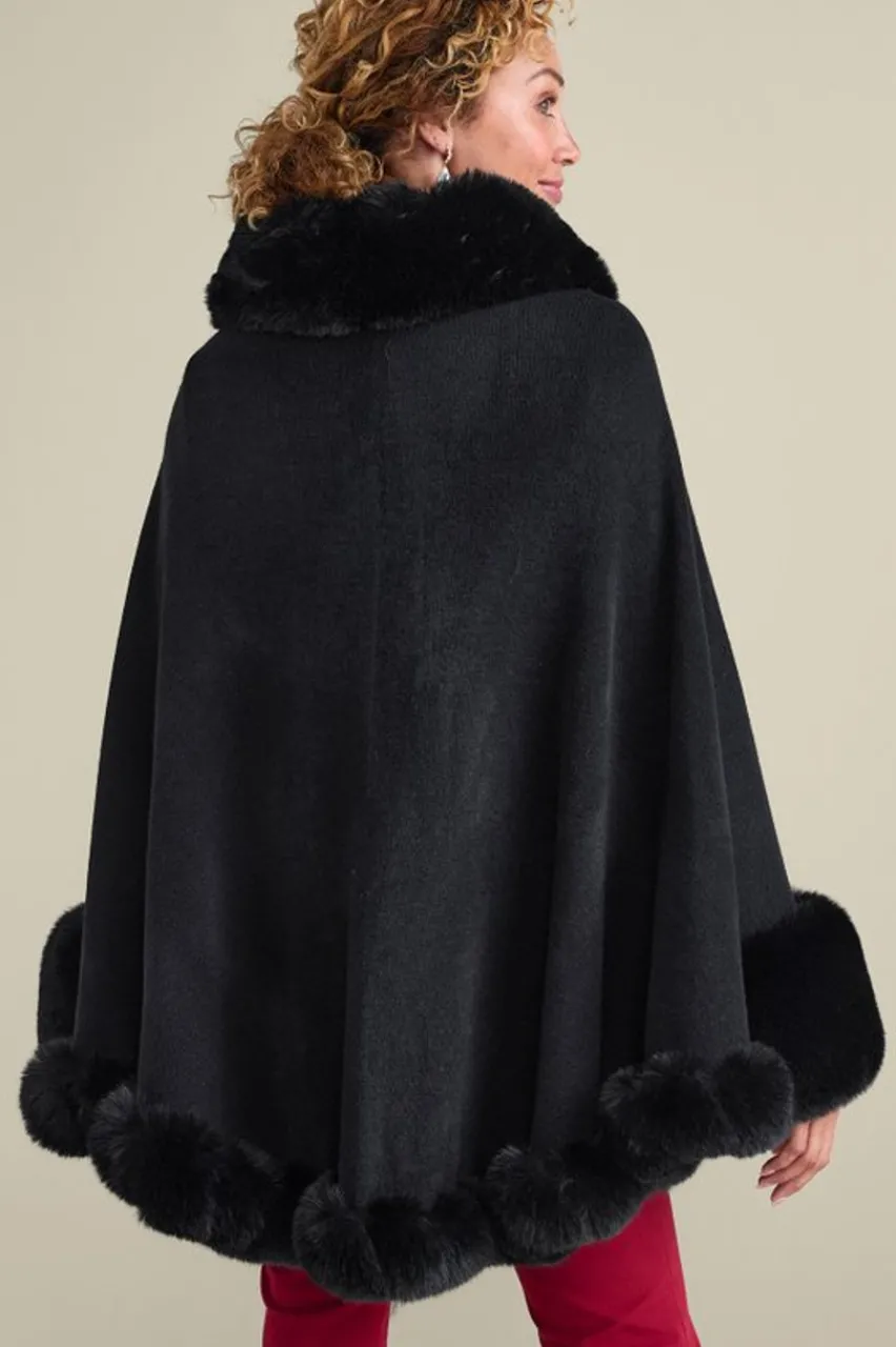 Mila Faux Fur Trim Cape Scarves & Wraps