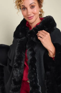 Mila Faux Fur Trim Cape Scarves & Wraps