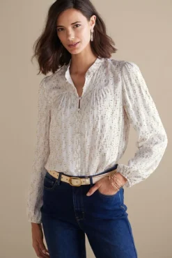 New Mila Metallic Blouse Tops