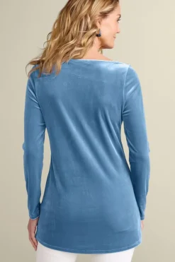 Hot Nori Embroidered Velvet Tunic Tops