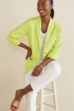 Clearance Portofino Linen Blend Boyfriend Blazer Toppers|Dresses