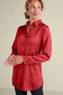 Sale Satin Boyfriend Shirt Tops