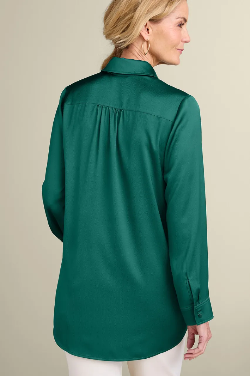 Sale Satin Boyfriend Shirt Tops