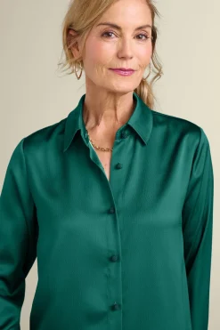 Sale Satin Boyfriend Shirt Tops