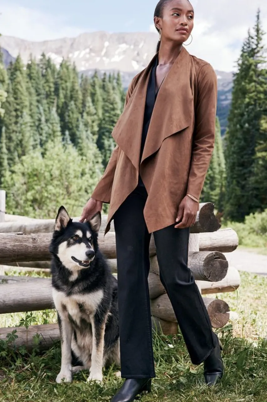 Hot Shape Drape Faux Suede Jacket Toppers|Jackets & Coats