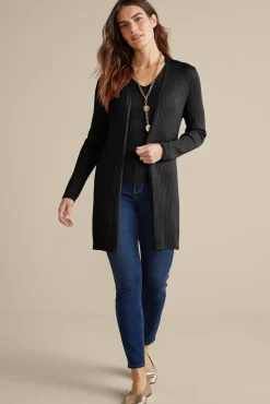 New Soft Essential Ribbed Long Cardi Tops|Sweaters & Cardigans