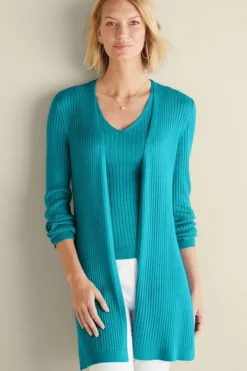 New Soft Essential Ribbed Long Cardi Tops|Sweaters & Cardigans