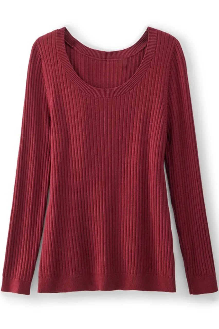New Soft Essential Ribbed Pullover Sweater Tops|Sweaters & Cardigans