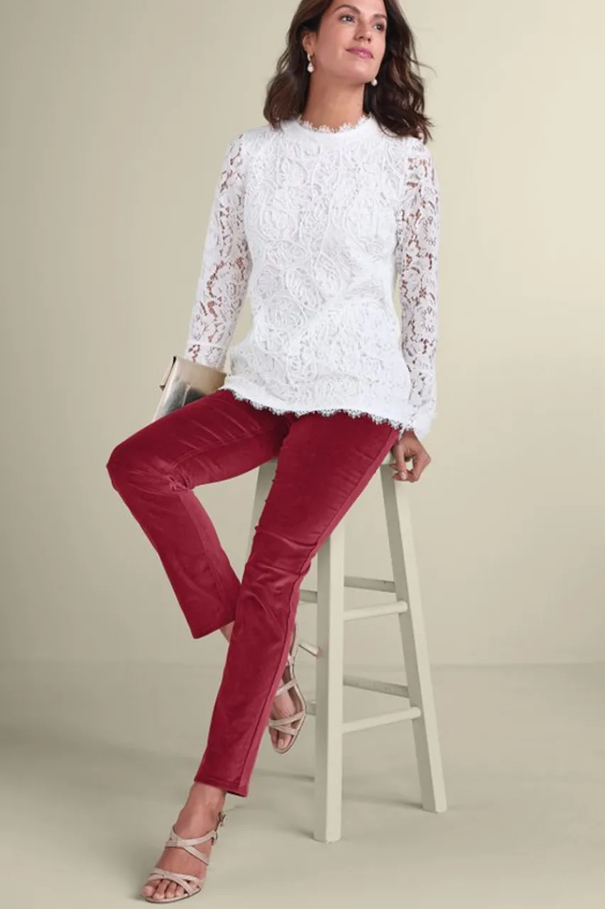 Best Sutton Velveteen Pull-On Slim Leg Pants Pants