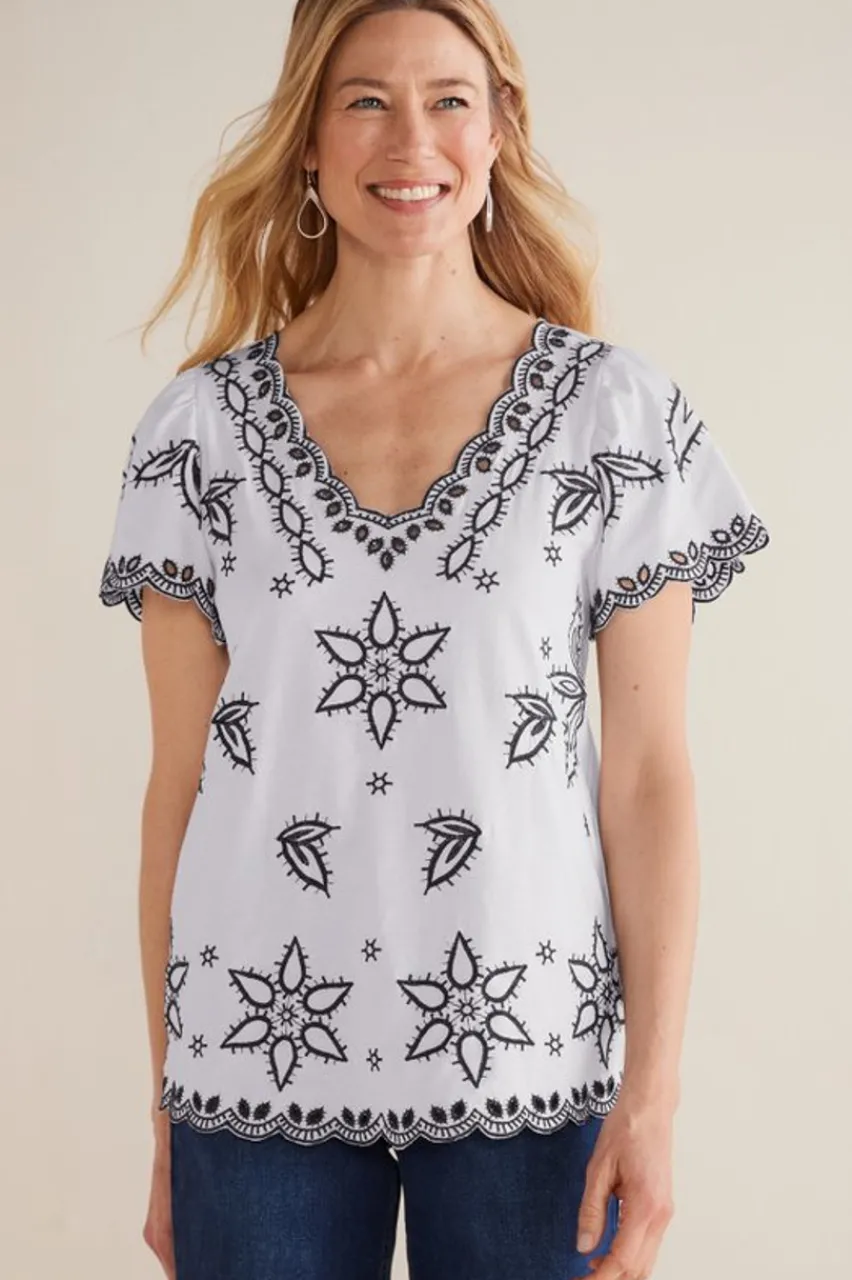 Online Teres Embroidered Tee Tops