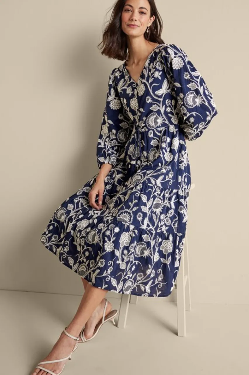 Clearance Tilda Embroidered Midi Dress Dresses