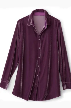 Velvet Boyfriend Tunic Shirt Tops|Tunics & Leggings