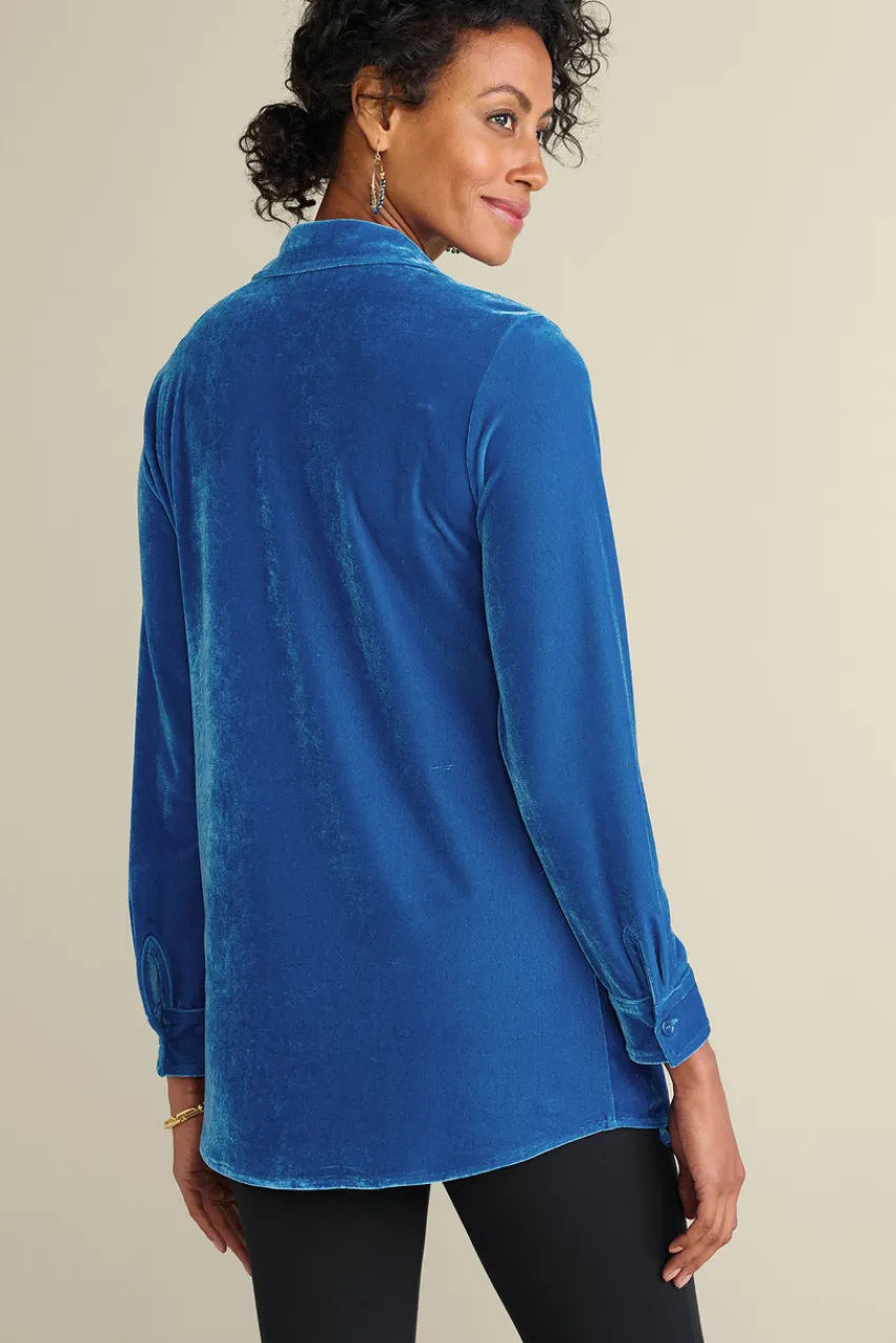 Velvet Boyfriend Tunic Shirt Tops|Tunics & Leggings