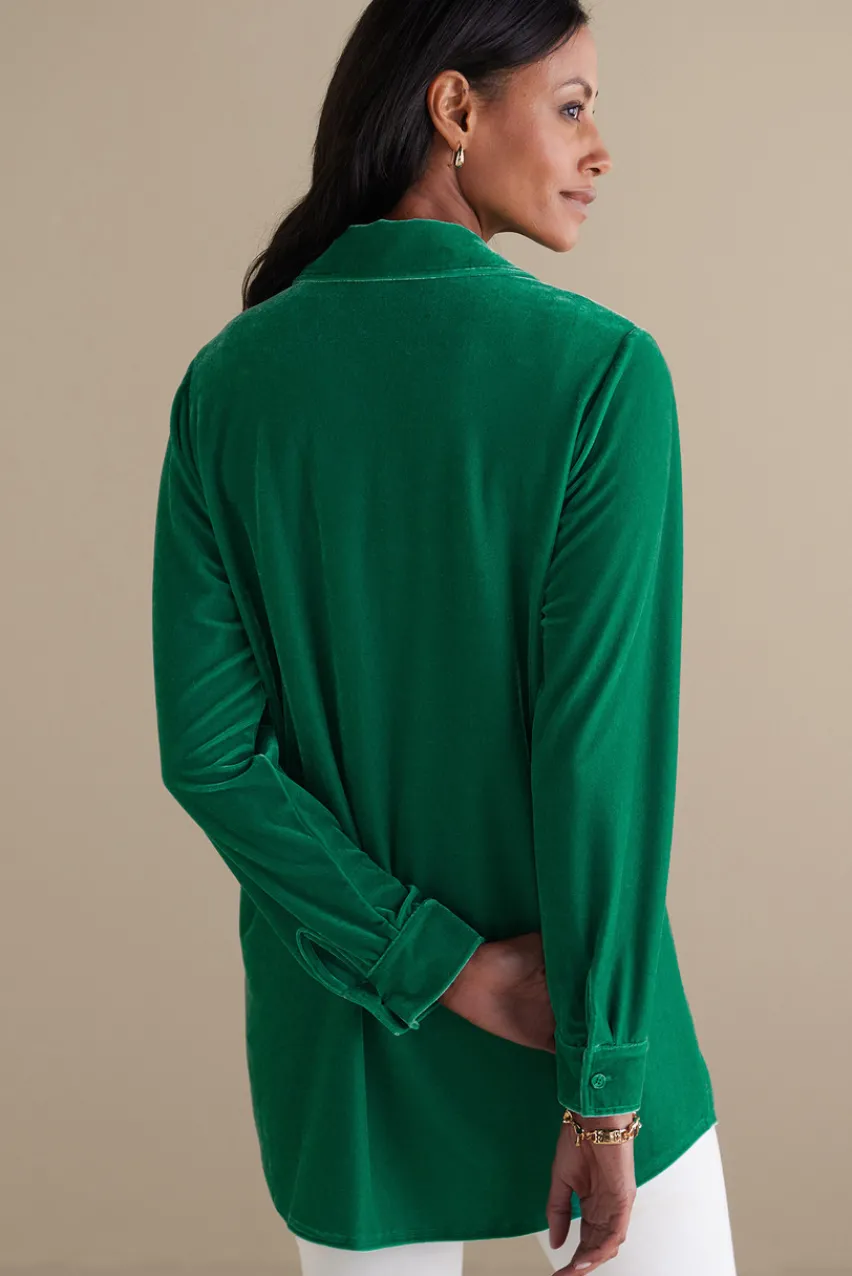 Velvet Boyfriend Tunic Shirt Tops|Tunics & Leggings