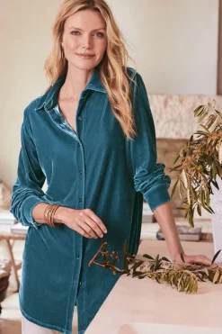 Velvet Boyfriend Tunic Shirt Tops|Tunics & Leggings