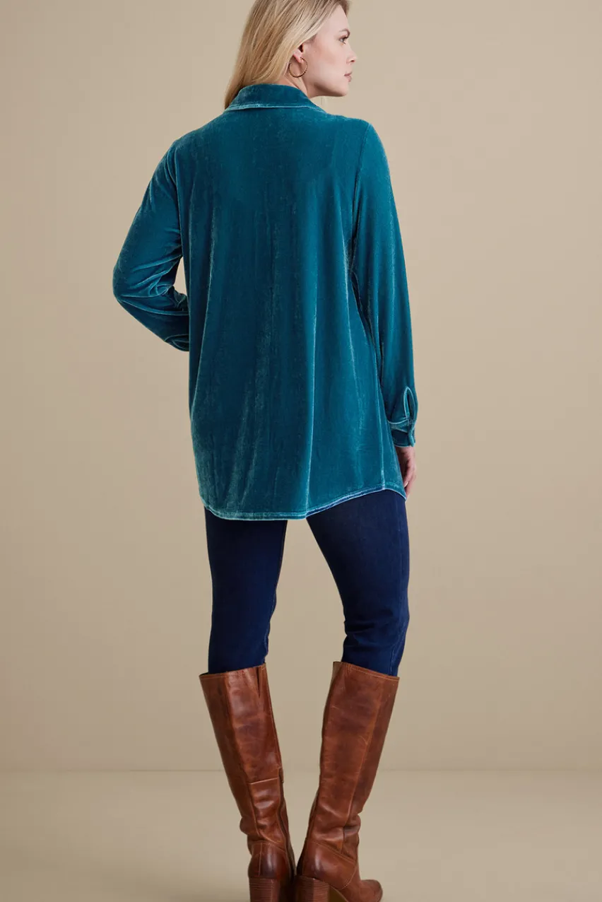 Velvet Boyfriend Tunic Shirt Tops|Tunics & Leggings