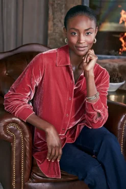 Velvet Boyfriend Tunic Shirt Tops|Tunics & Leggings