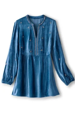 Best Verna Embellished Velvet Tunic Tops