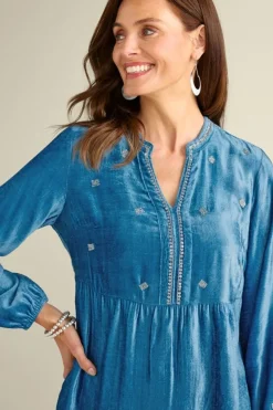 Best Verna Embellished Velvet Tunic Tops